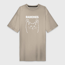 Футболка женская-платье RAMONES, РАМОНЕС, цвет: миндальный