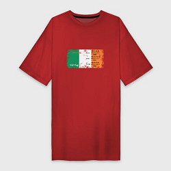 Футболка женская-платье Флаг Ирландии, цвет: красный