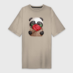 Женская футболка-платье Панда с валентинкой 14 февраля