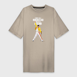 Футболка женская-платье Фредди Меркьюри Queen, цвет: миндальный