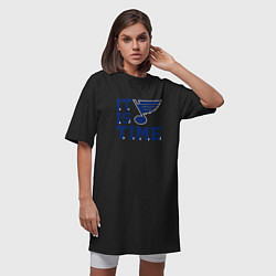 Футболка женская-платье It is St Louis Blues time Сент Луис Блюз, цвет: черный — фото 2