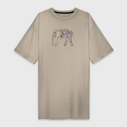 Женская футболка-платье Африканский слон в попоне