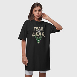 Футболка женская-платье Milwaukee Bucks Fear the dear Милуоки Бакс, цвет: черный — фото 2