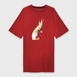Футболка женская-платье Цветной попугай Colors parrot, цвет: красный