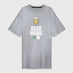 Футболка женская-платье BEER MODE ON, ПИВО, цвет: меланж