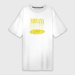 Футболка женская-платье Nirvana Логотип Нирвана, цвет: белый