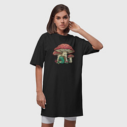 Футболка женская-платье Грибной дом и вязание лягушки, цвет: черный — фото 2