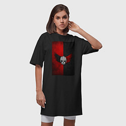 Футболка женская-платье Череп Клоуна на красно-черном фоне, цвет: черный — фото 2