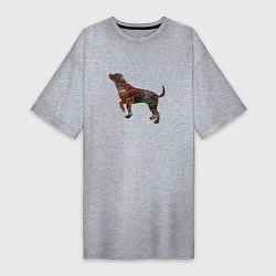 Женская футболка-платье Образ собаки линиями