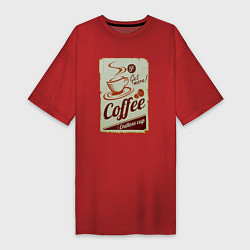 Футболка женская-платье Coffee Cup Retro, цвет: красный