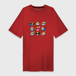 Футболка женская-платье Значки на Вольта Пины Бравл Старс Surge, цвет: красный