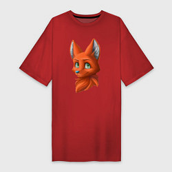 Футболка женская-платье Милая лисичка Cute fox, цвет: красный