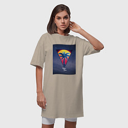 Футболка женская-платье Тропический космос, цвет: миндальный — фото 2