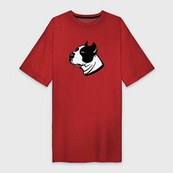 Футболка женская-платье Staffordshire Terrier Muzzle, цвет: красный
