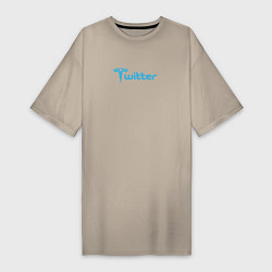 Футболка женская-платье Твиттер и Тесла Илон Маск купил Твиттер, цвет: миндальный