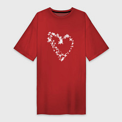 Футболка женская-платье Сердце в крестах Белое Коллекция Get inspired! Z-h, цвет: красный