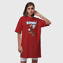 Футболка женская-платье Knuckles Echidna Sonic Video game Ехидна Наклз Вид, цвет: красный — фото 2