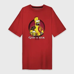 Футболка женская-платье Homer god of bar, цвет: красный