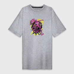 Футболка женская-платье Oni Demon Soul Skull Душа Демона, цвет: меланж