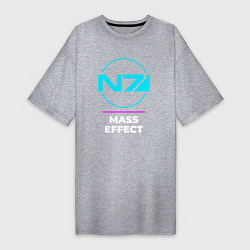 Футболка женская-платье Символ Mass Effect в неоновых цветах, цвет: меланж