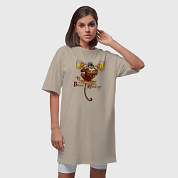 Футболка женская-платье Пивная обезьяна, цвет: миндальный — фото 2
