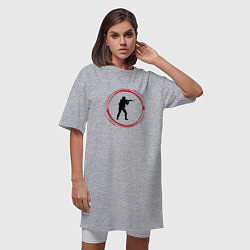 Футболка женская-платье Символ Counter Strike и красная краска вокруг, цвет: меланж — фото 2
