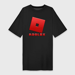 Футболка женская-платье ROBLOX логотип красный градиент, цвет: черный