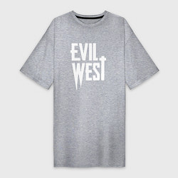 Футболка женская-платье Evil west logo, цвет: меланж