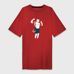 Футболка женская-платье Сильный мяускулс, цвет: красный