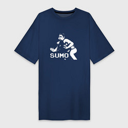 Футболка женская-платье Sumo pixel art, цвет: тёмно-синий