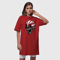 Футболка женская-платье Орнаментальный череп, цвет: красный — фото 2