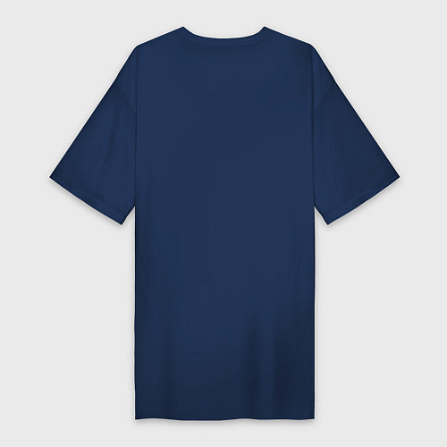 Женская футболка-платье Сова с черепом на животе / Тёмно-синий – фото 2