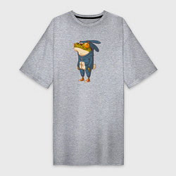 Футболка женская-платье Странная лягуха-заяц, цвет: меланж