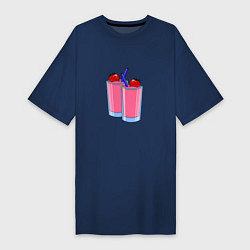 Женская футболка-платье Два бокала с коктейлем