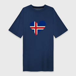 Футболка женская-платье Сердце - Исландия, цвет: тёмно-синий