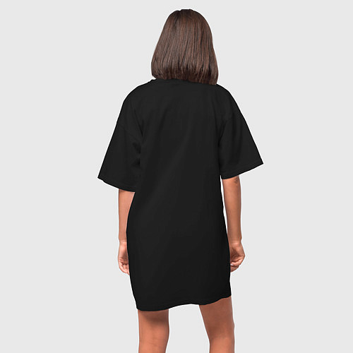 Женская футболка-платье Зайцы нюхают ромашку / Черный – фото 4