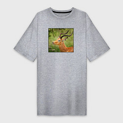 Женская футболка-платье Газель антилопа среди деревьев