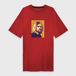 Футболка женская-платье Nirvana - Cobain, цвет: красный