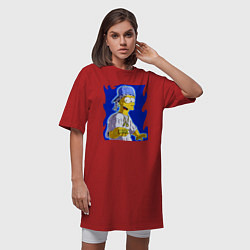 Футболка женская-платье Крутой Барт Симпсон - Dude, цвет: красный — фото 2