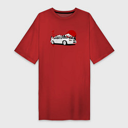 Футболка женская-платье Subaru Impreza WRX Sti Retro JDM, цвет: красный
