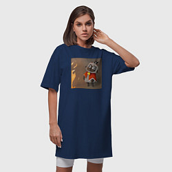 Футболка женская-платье Cult of the Lamb - Картина - Ягнёнок и огонь, цвет: тёмно-синий — фото 2