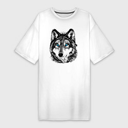 Женская футболка-платье Волк голубоглазый