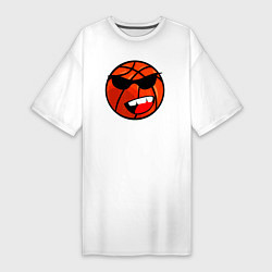 Футболка женская-платье Баскетбольный мяч в очках, цвет: белый
