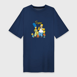 Футболка женская-платье The Simpsons - happy family, цвет: тёмно-синий