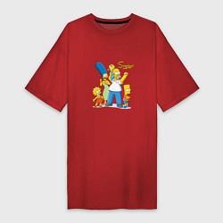 Женская футболка-платье Симпсоны - веселая семейка
