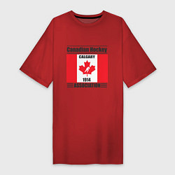 Футболка женская-платье Федерация хоккея Канады, цвет: красный