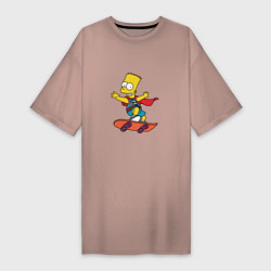 Женская футболка-платье Барт Симпсон на скейте