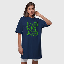 Футболка женская-платье Детали велосипеда, цвет: тёмно-синий — фото 2