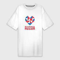 Футболка женская-платье Россия в моём сердце, цвет: белый