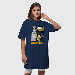 Футболка женская-платье Питтсбург Пингвинз НХЛ, цвет: тёмно-синий — фото 2